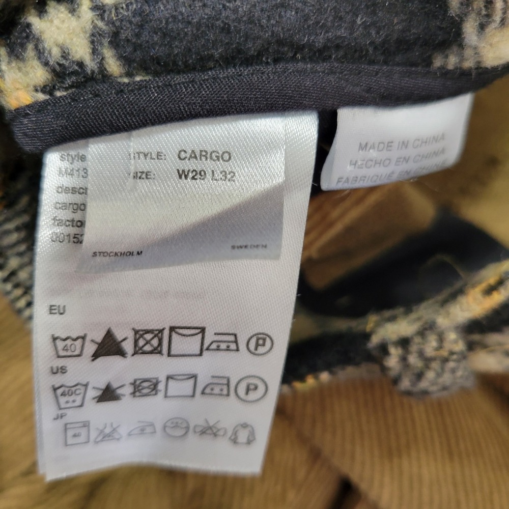 WESC We Are The Superlative Conspiracy Corduroy Cargo Pant 29x32 Tan‎ Plaid - Picture 10 of 15